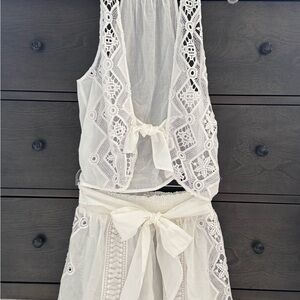 Ramy Brook White Lace Coverup with Plunging V-Neckline